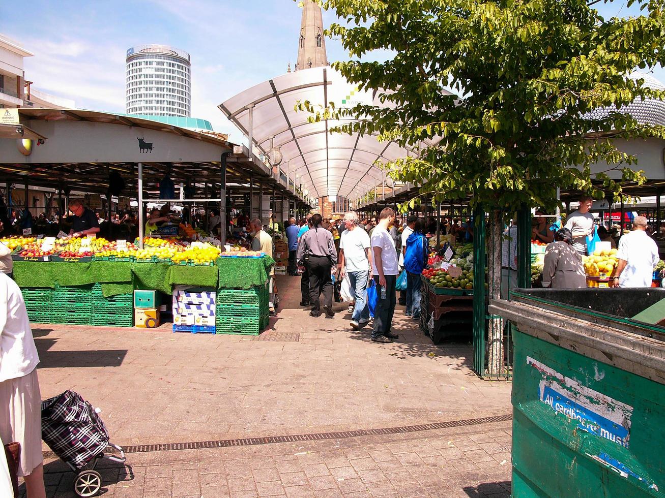 BIRMINGHAM UK July 26 2008 View of the street of Birmingham, UK including The supermarket near the Bullring shopping centre and the outdoor market photo