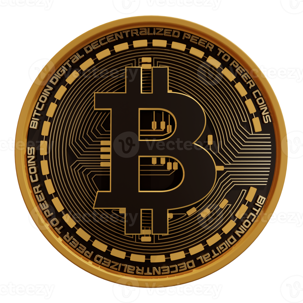 render 3d de criptomoneda bitcoin png