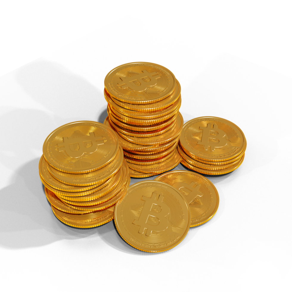 bitcoins composition crypto-monnaie rendu 3d png