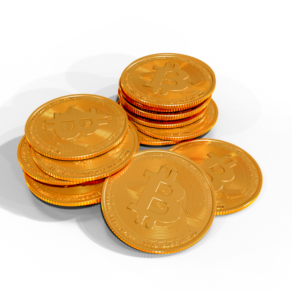 Bitcoins Composition Cryptocurrency 3D Render png