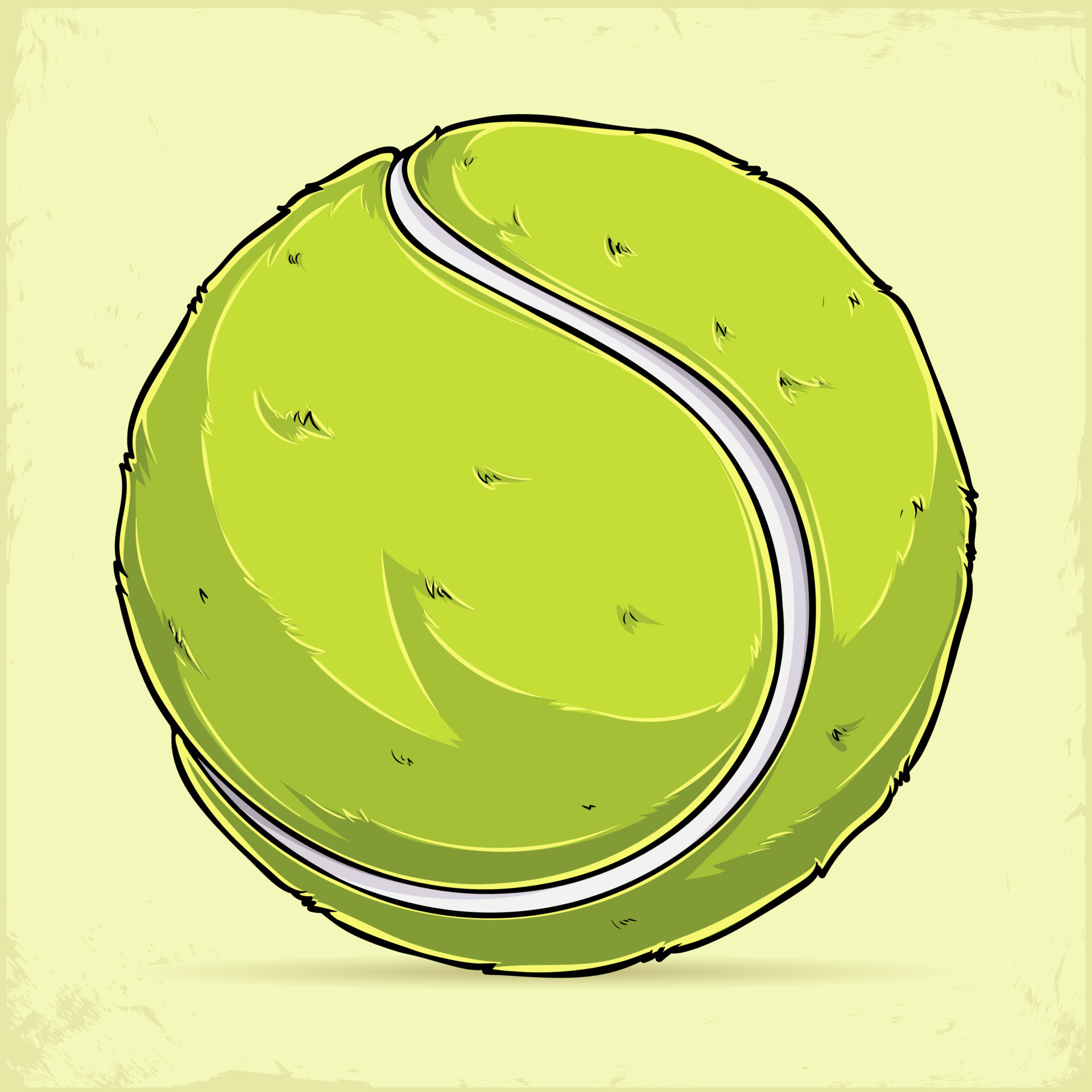 Hand drawn green Tennis ball, bullet Padel tennis, Paddle tennis ball