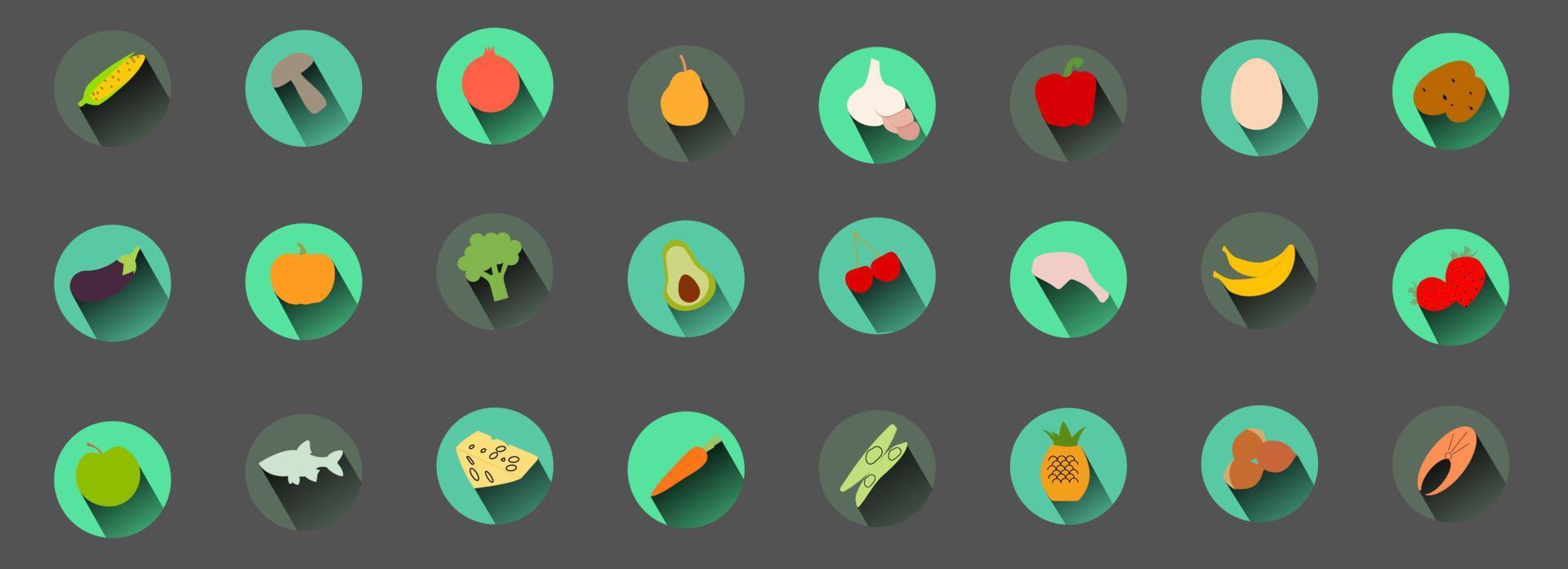 food icons with vector shadow