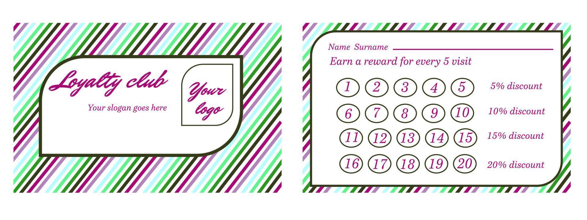 Loyalty card in a bright cheerful stripe vector