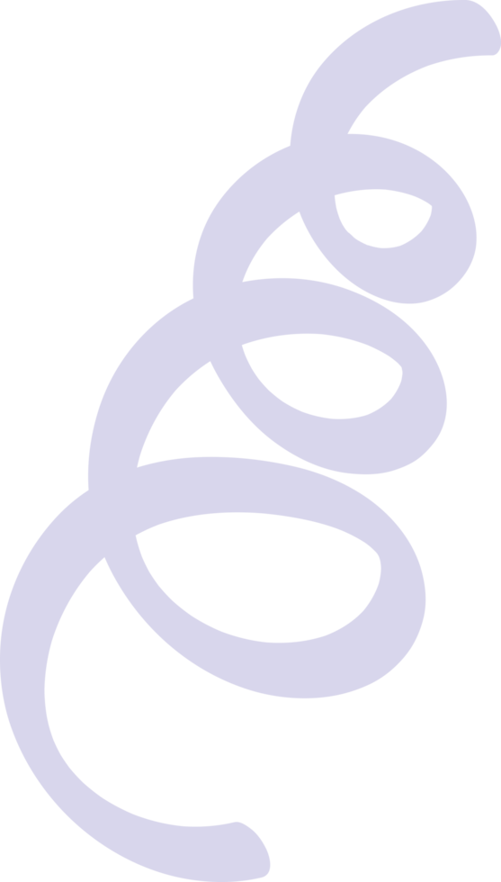 Aesthetic curly ribbon with hand drawn png