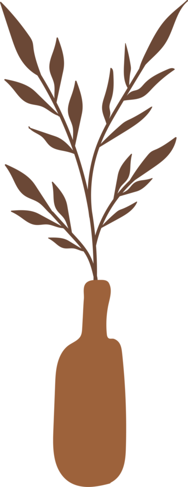 Nordic vase shape with leaves element, minimal vase illustration png