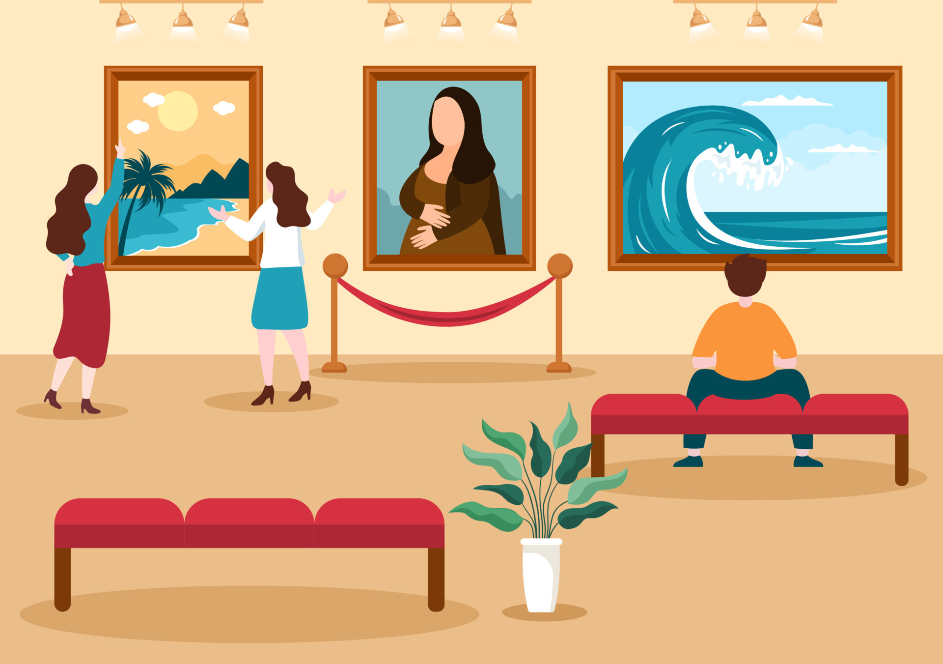 Art Gallery Museum Cartoon Illustration with Exhibition, Culture,  Sculpture, Painting and Some People to See it in Flat Style Design 9668700  Vector Art at Vecteezy