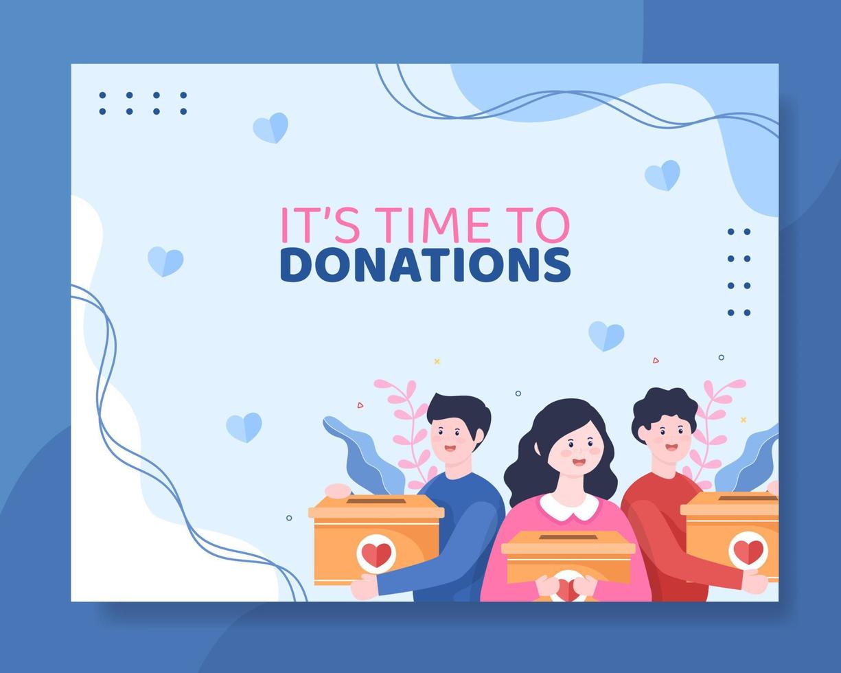 Charity Donation Photocall Template Flat Cartoon Background Vector Illustration