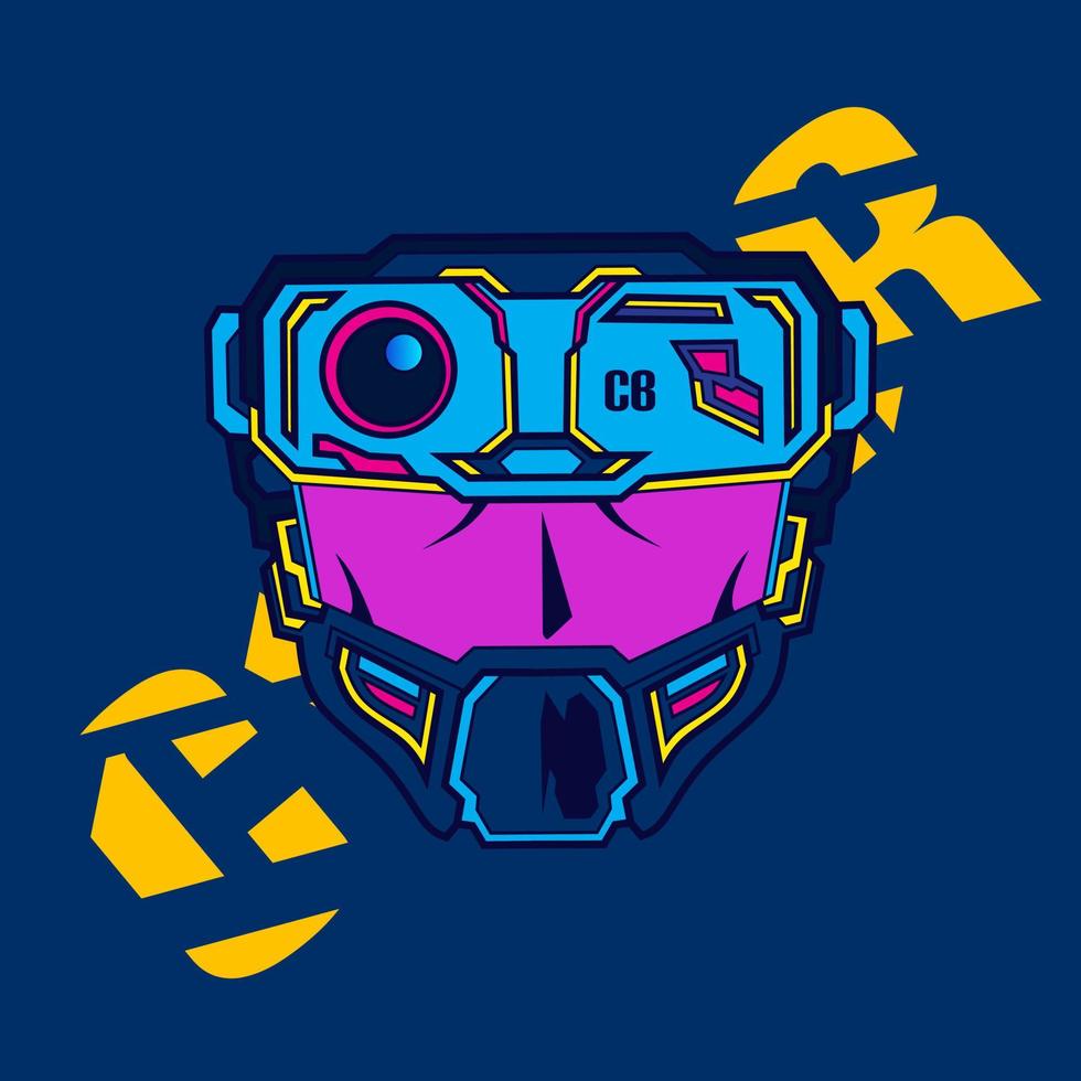 máscara cyberpunk vector logo cyber ilustración.