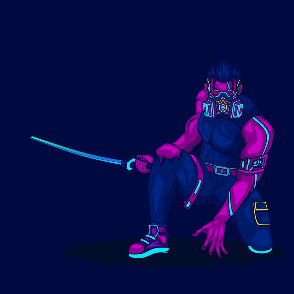 Samurai cyberpunk logo vector fiction colorful design illustration.
