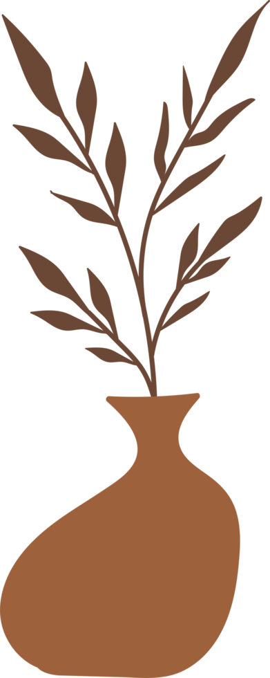 forme de vase nordique avec élément de feuilles, illustration de vase minimale png