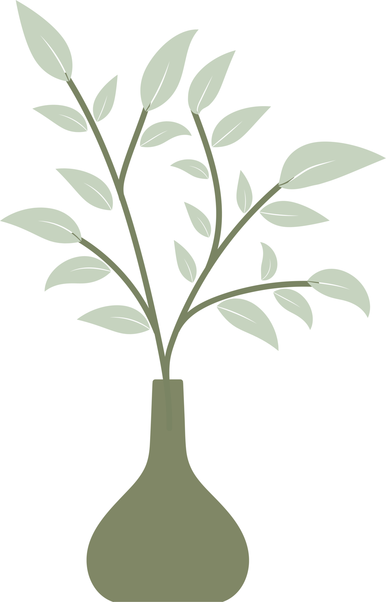Nordic vase shape with leaves element, minimal vase illustration