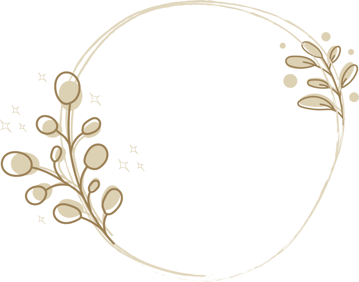 Laurel wreath floral leaf with hand drawn, frame cartoon design png