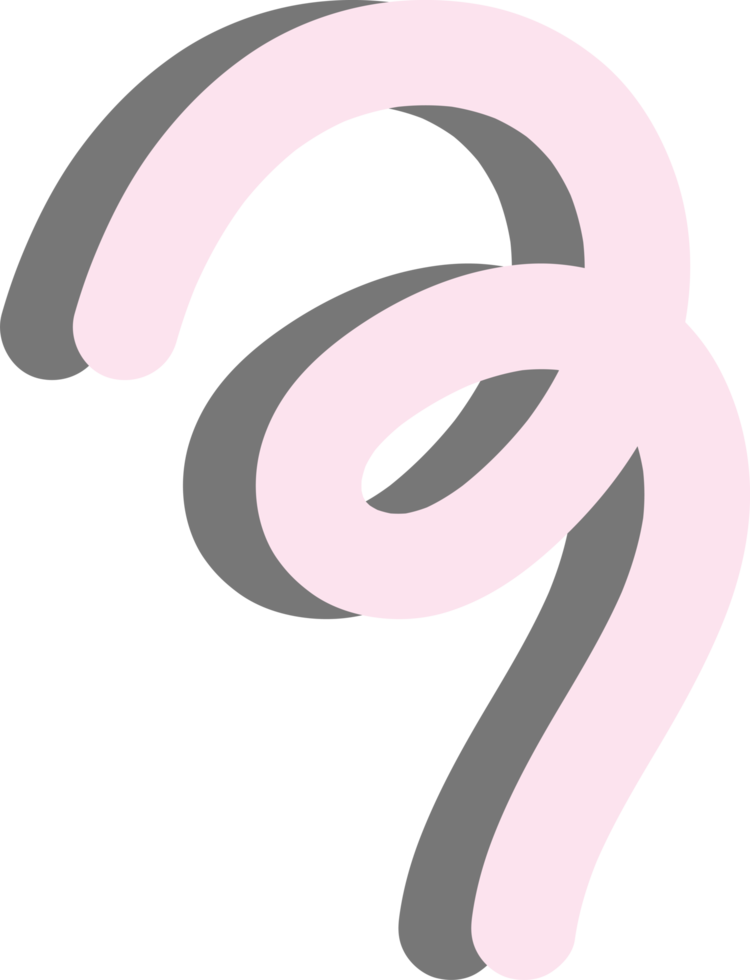 Aesthetic curly ribbon with hand drawn png