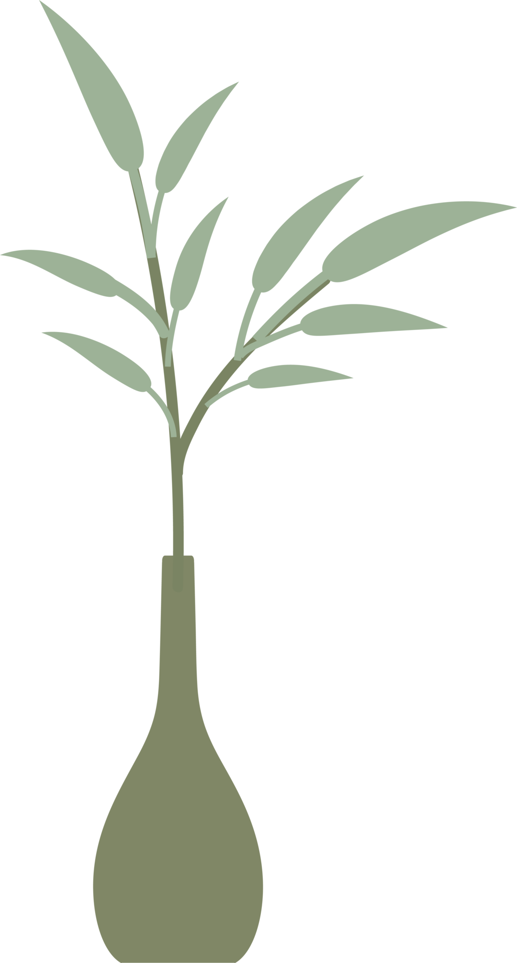 Nordic vase shape with leaves element, minimal vase illustration