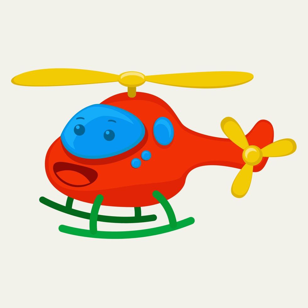 Illustration vector graphic design cartoon character of cute helicopter in flat kawaii doodle style. Suitable for children book, merchandise, toys mascot, etc.