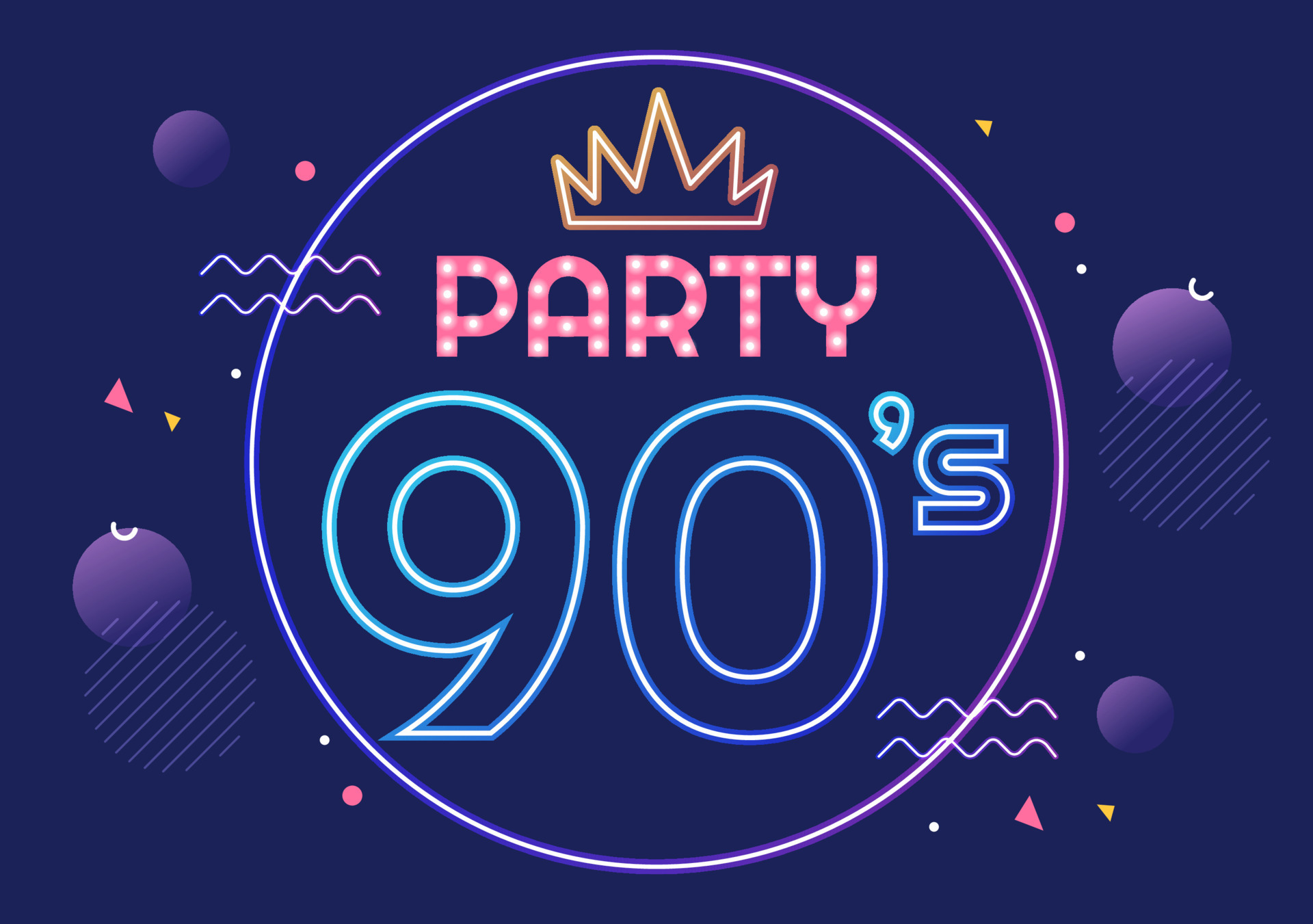 90s Retro Party Cartoon Background Illustration with Nineties Music,  Sneakers, Radio, Dance Time and Tape Cassette in Trendy Flat Style Design  9669115 Vector Art at Vecteezy