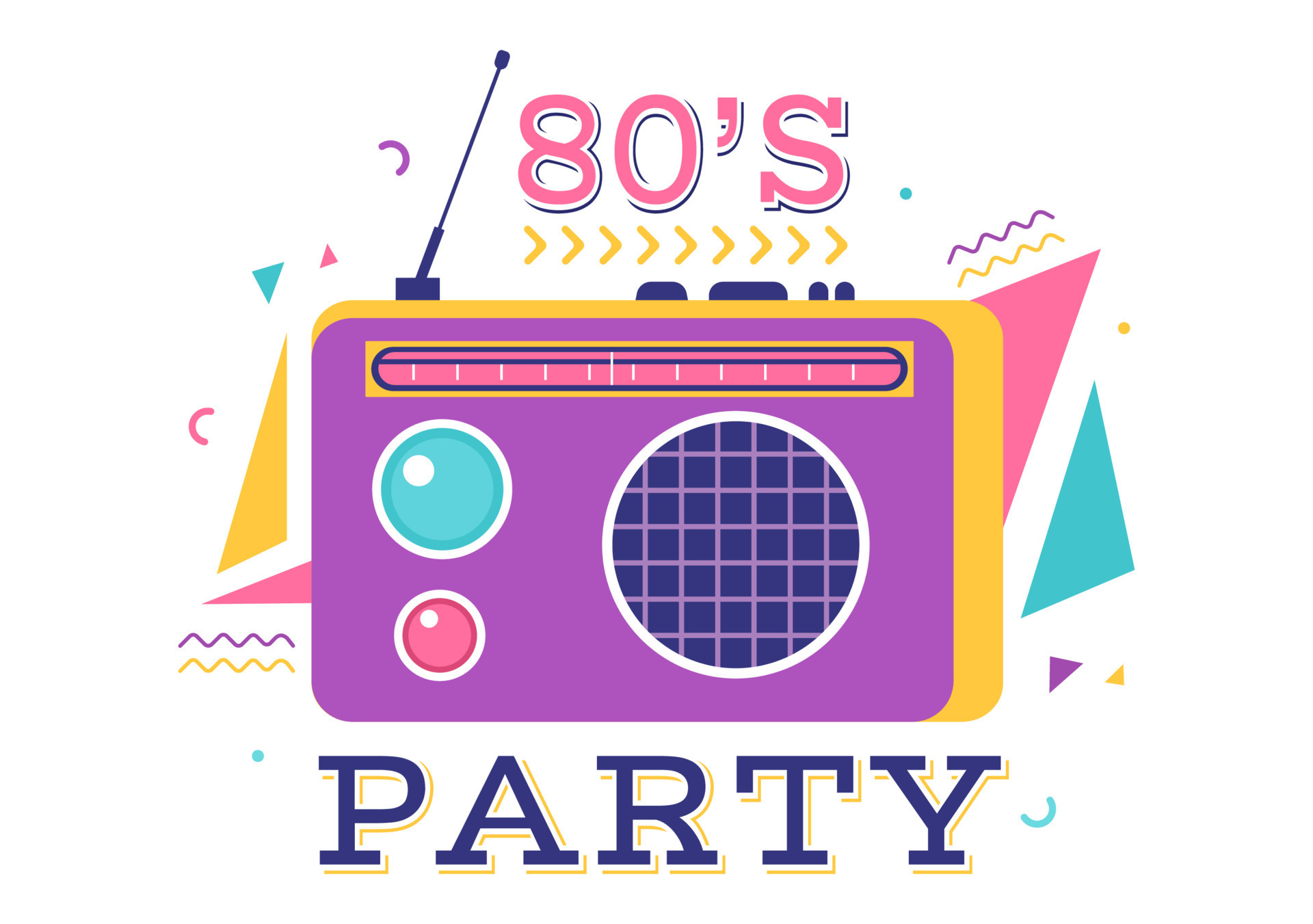 Ilustraci n De Fondo De Dibujos Animados De Fiesta De Los A os 80 Con ilustraci-n-de-fondo-de-dibujos-animados-de-fiesta-de-los-a-os-80-con
