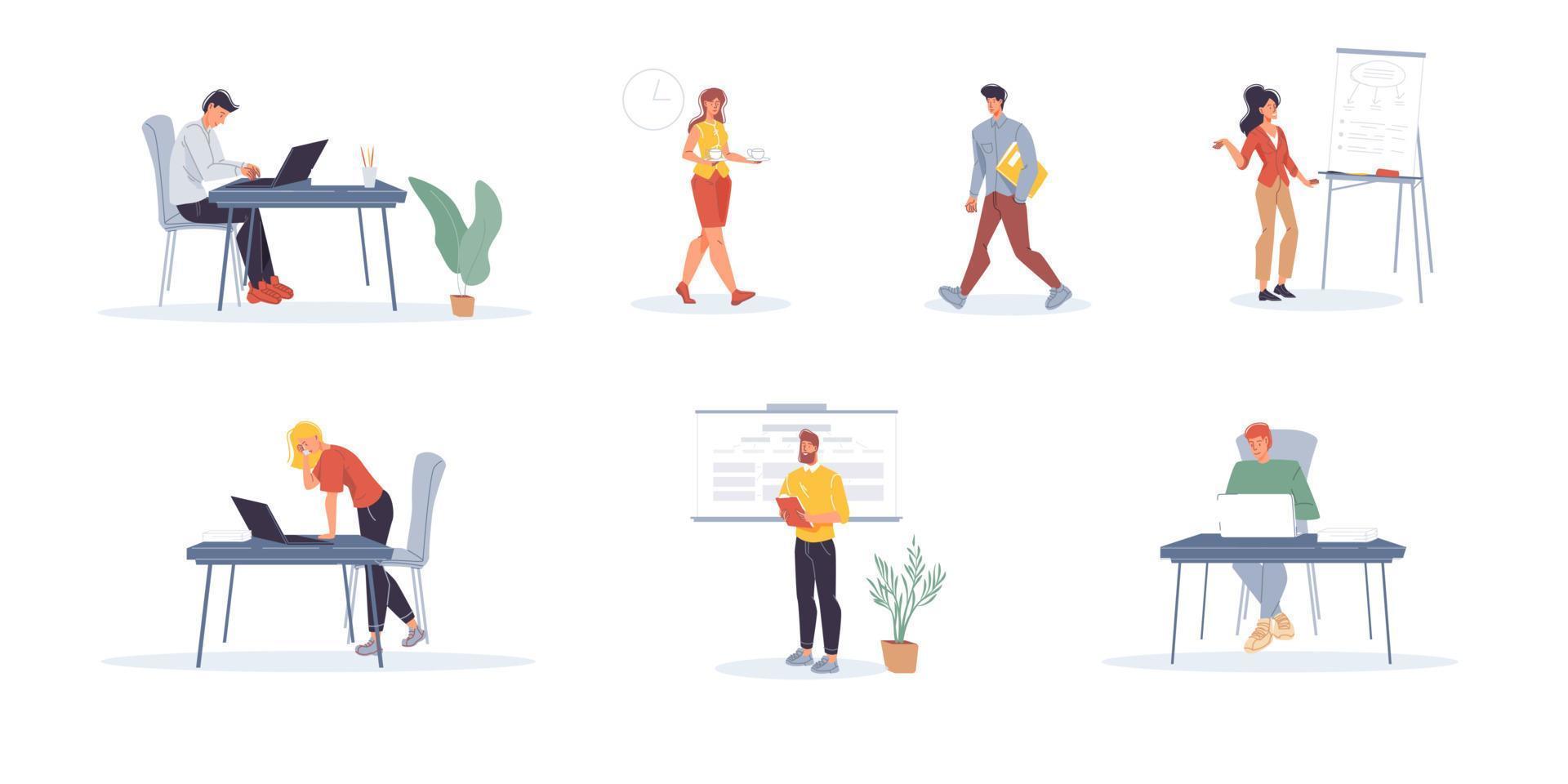Workflow of business and self-employed people vector illustration concept