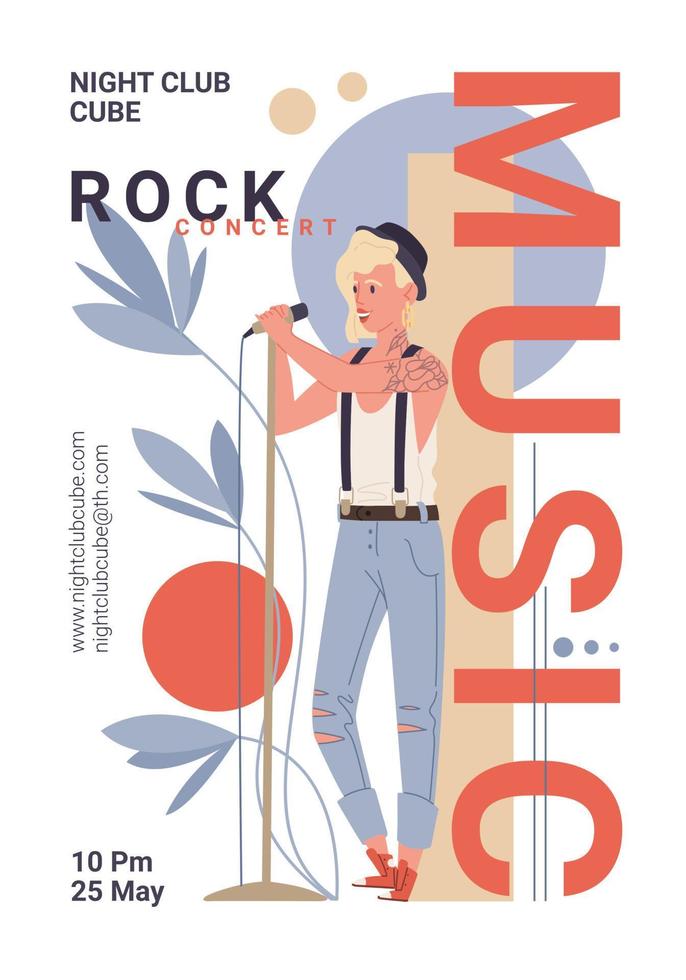 Flat cartoon character music banner poster,vector illustration concept vector