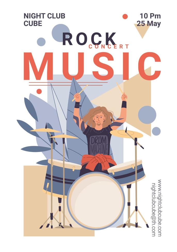 Flat cartoon character music banner poster,vector illustration concept vector