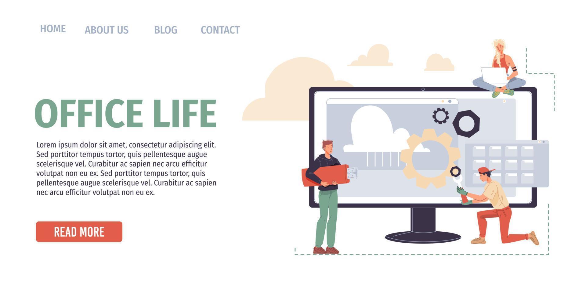 Workflow of business people flat vector illustration concept