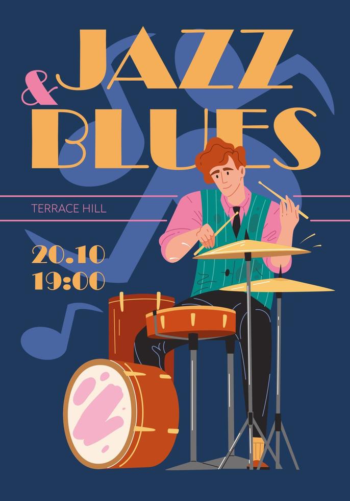 Flat cartoon character music banner poster,vector illustration concept vector