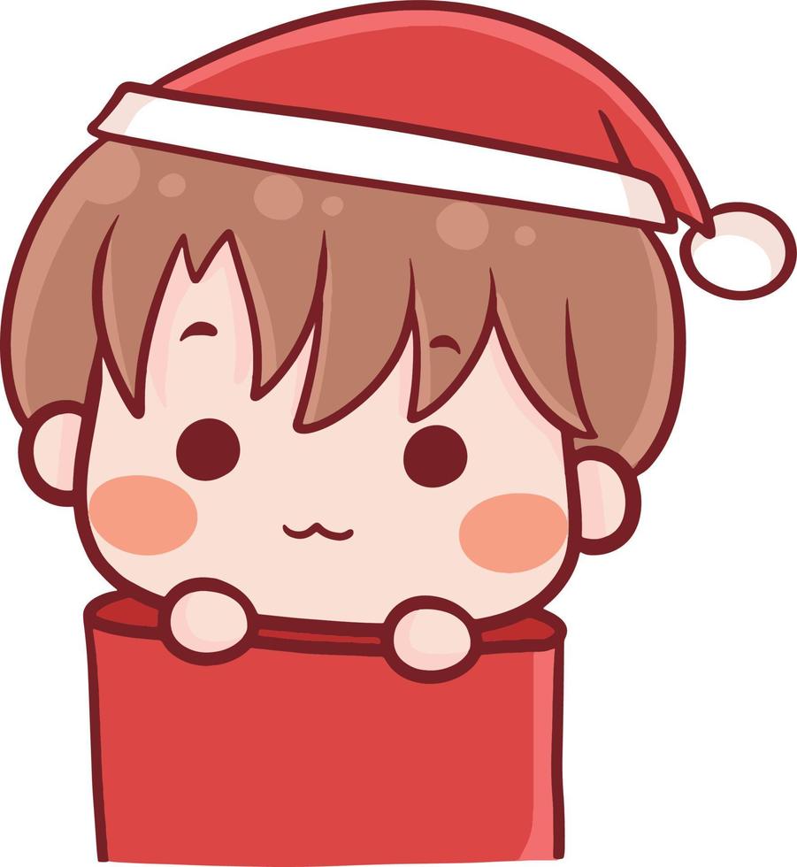 Christmas Cartoon Illustration Cute Kawaii Character Anime 9669284 Vector  Art at Vecteezy