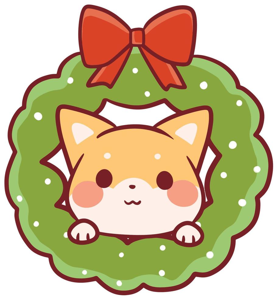 Christmas Cartoon Illustration Cute Kawaii Character Anime vector