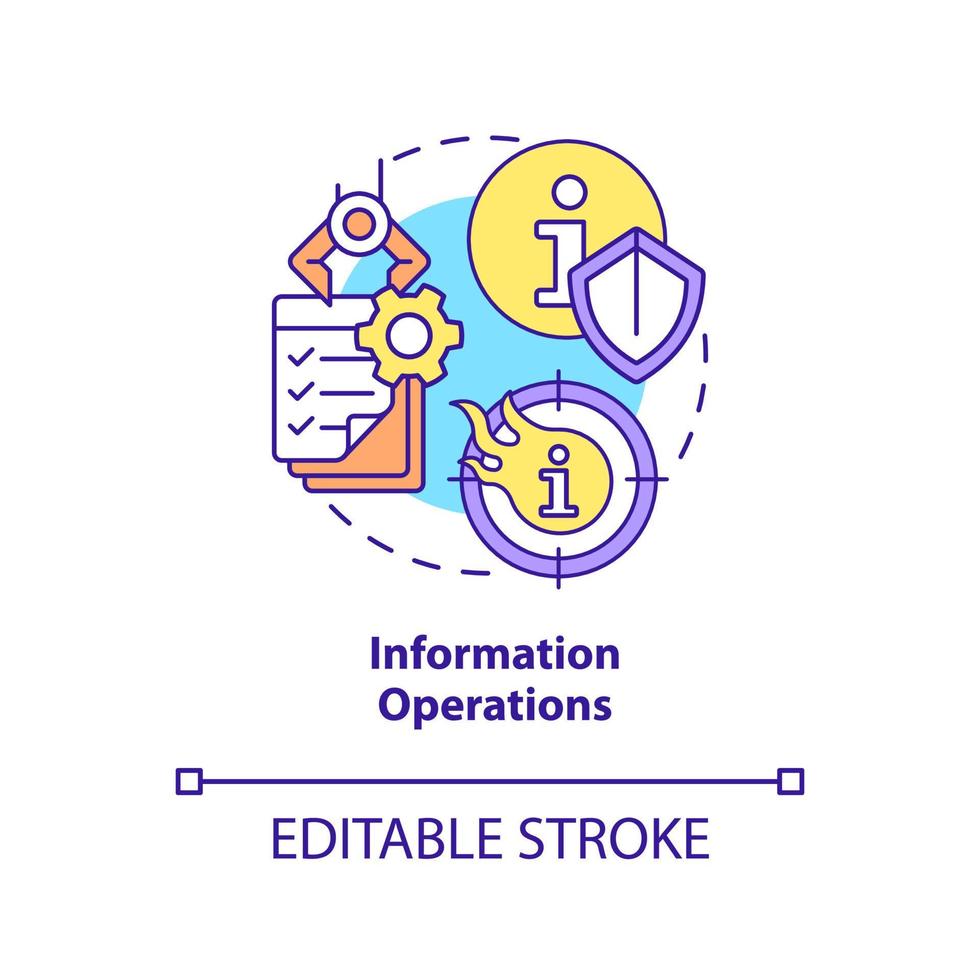 Information operations concept icon. Defensive, offensive actions. Basic definition abstract idea thin line illustration. Isolated outline drawing. Editable stroke. vector