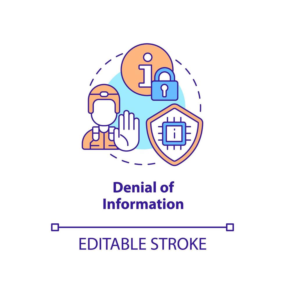 Denial of information concept icon. Data access ban. Information warfare tactic abstract idea thin line illustration. Isolated outline drawing. Editable stroke. vector