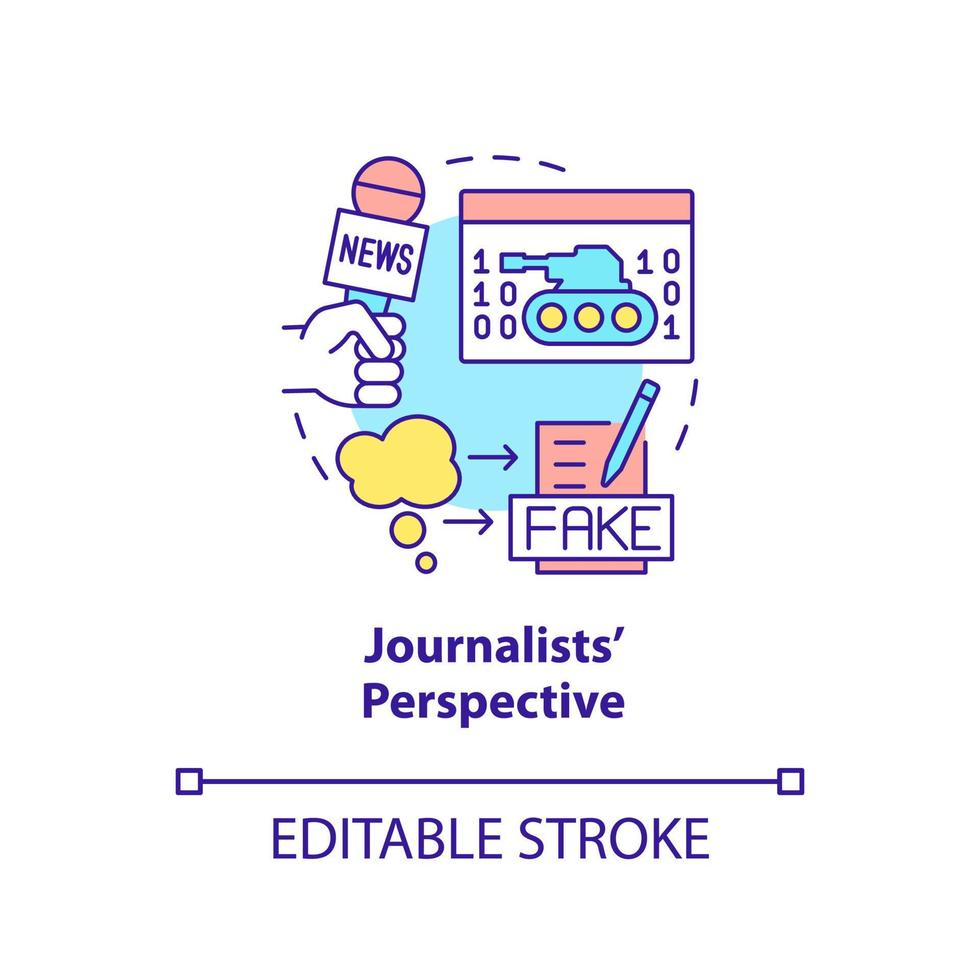 Journalists perspective concept icon. Information war over Internet abstract idea thin line illustration. Isolated outline drawing. Editable stroke. vector