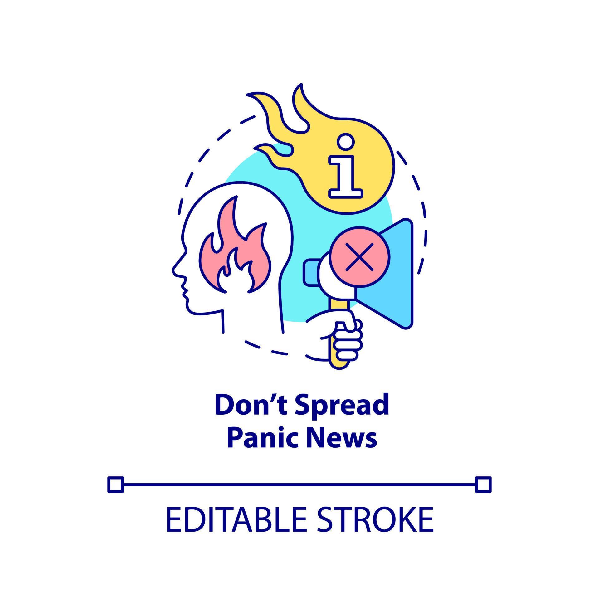 Do not spread panic news concept icon. Shocking content. Fighting