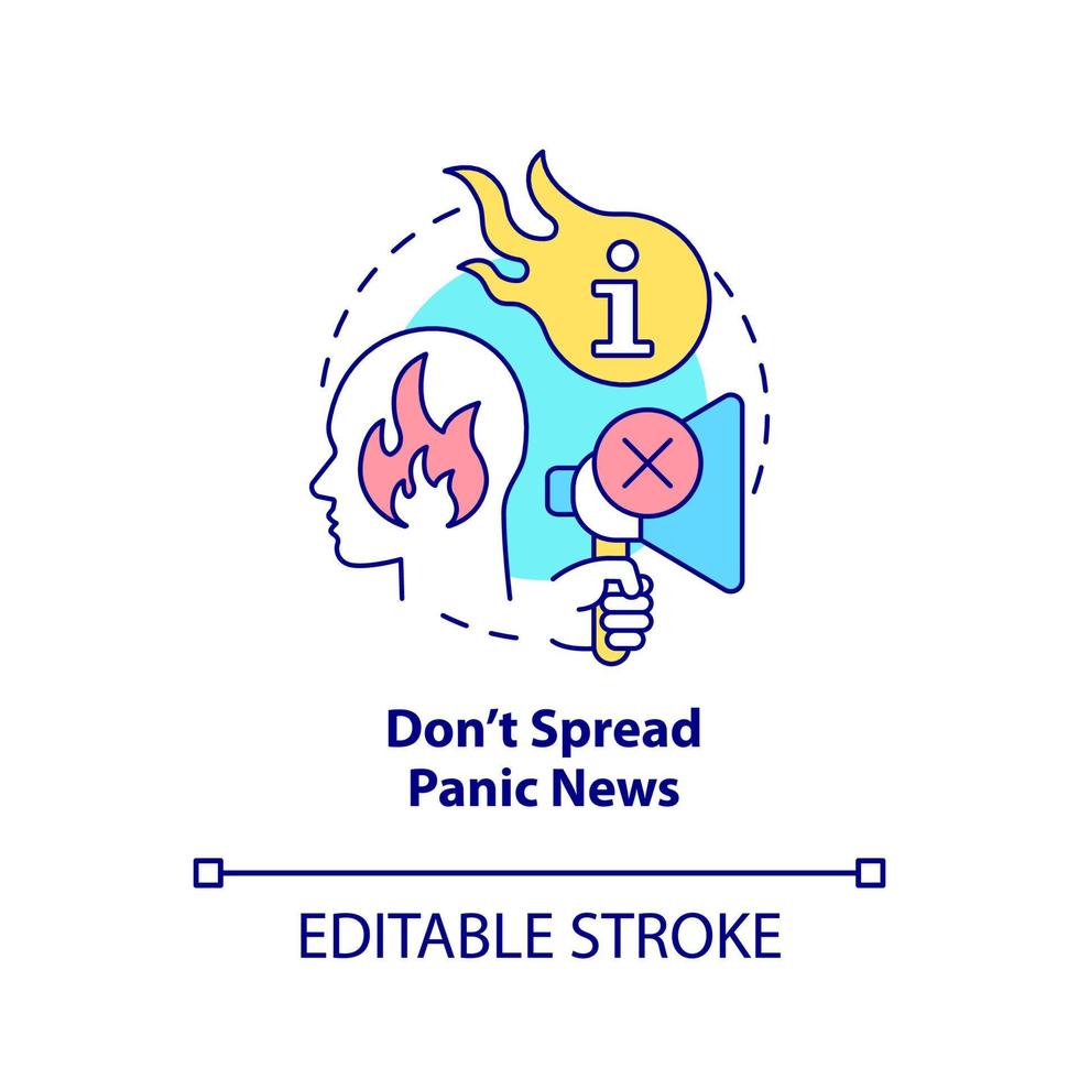 Do not spread panic news concept icon. Shocking content. Fighting misinformation abstract idea thin line illustration. Isolated outline drawing. Editable stroke. vector