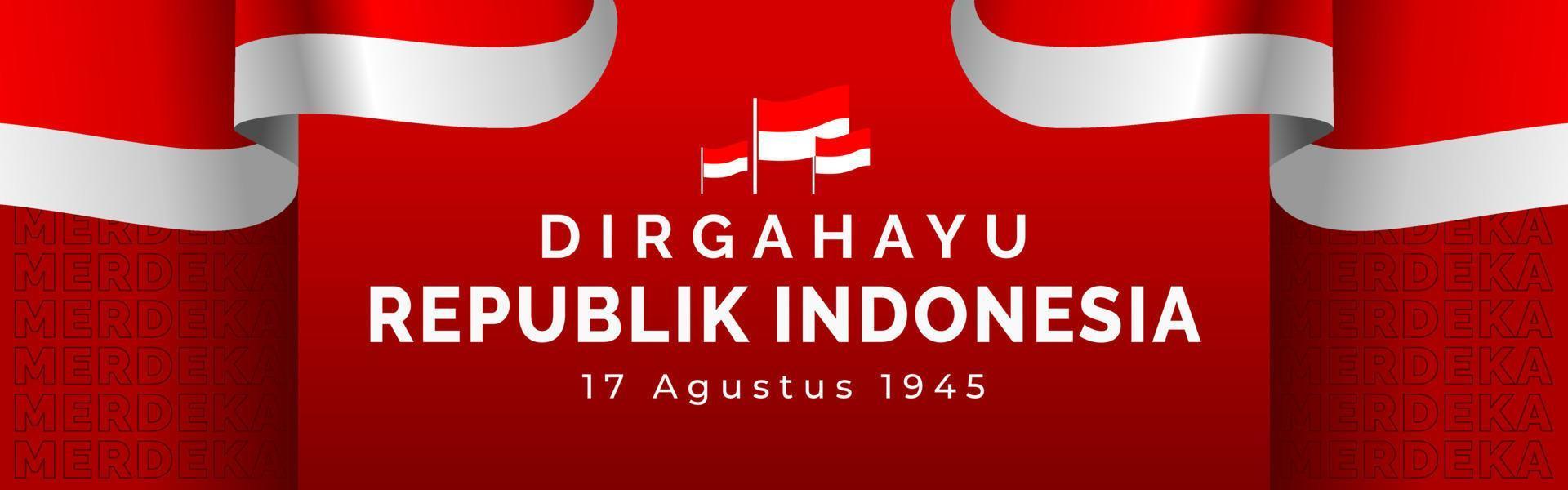 fondo de banner paisaje del día de la independencia de indonesia vector