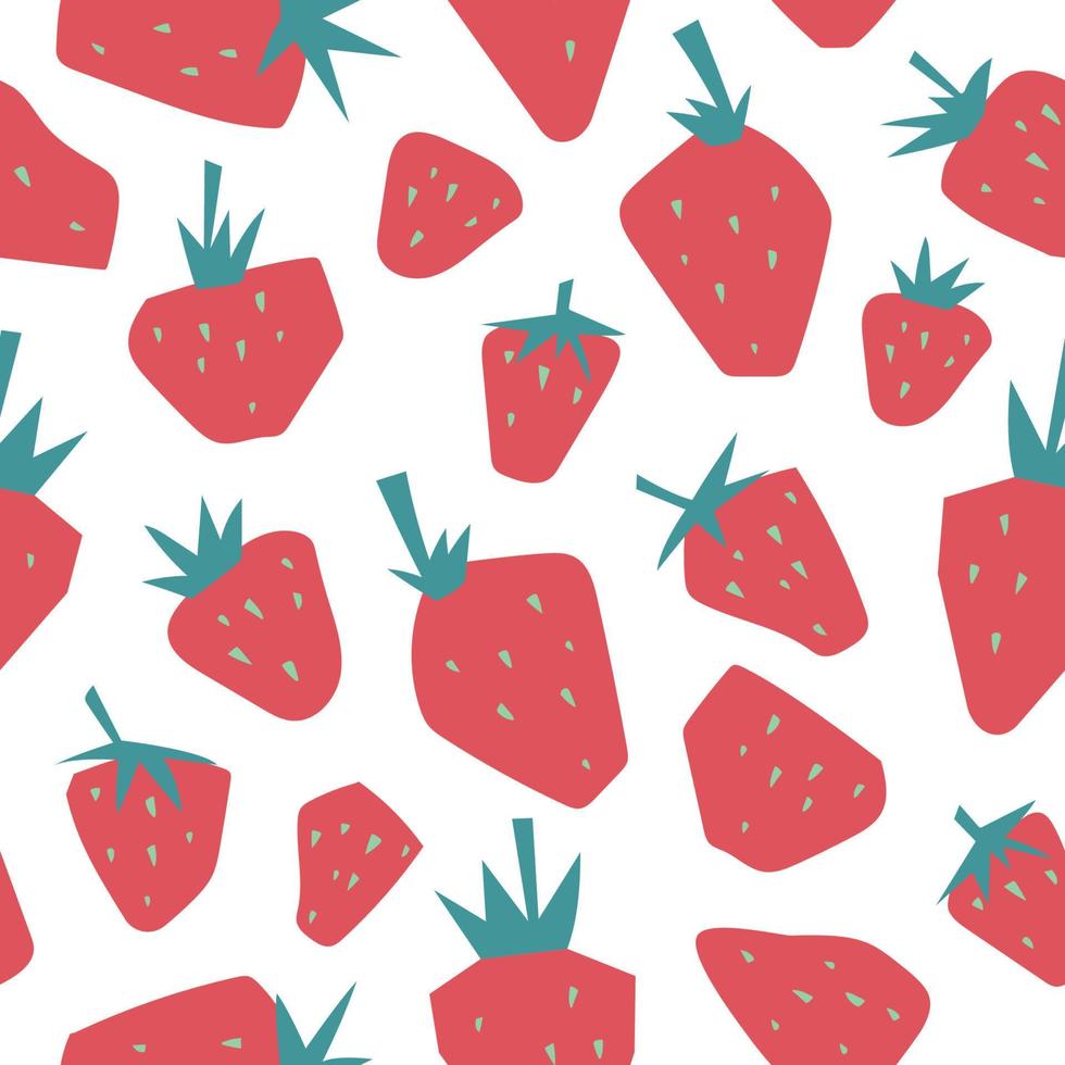 Summer fruits and berries. Seamless pattern. Strawberry. Vector image.