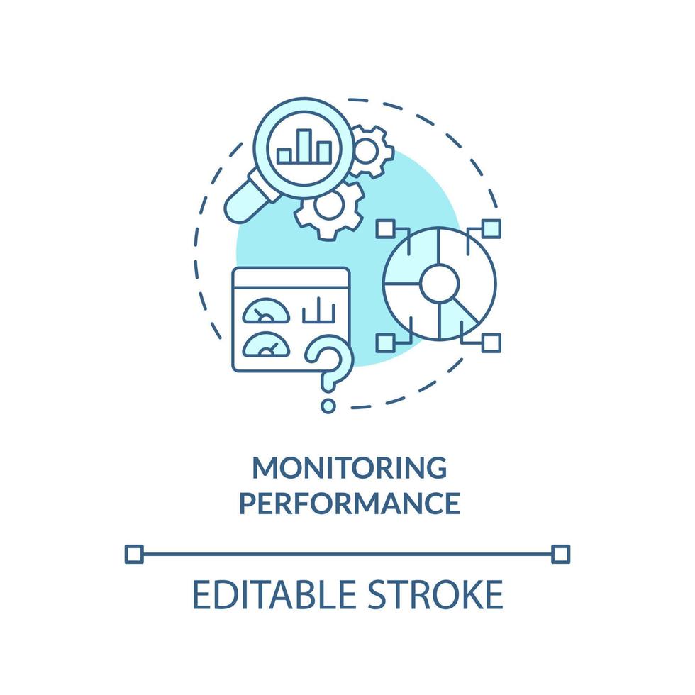 Monitoring performance turquoise concept icon. Common challenge facing business abstract idea thin line illustration. Isolated outline drawing. Editable stroke. vector