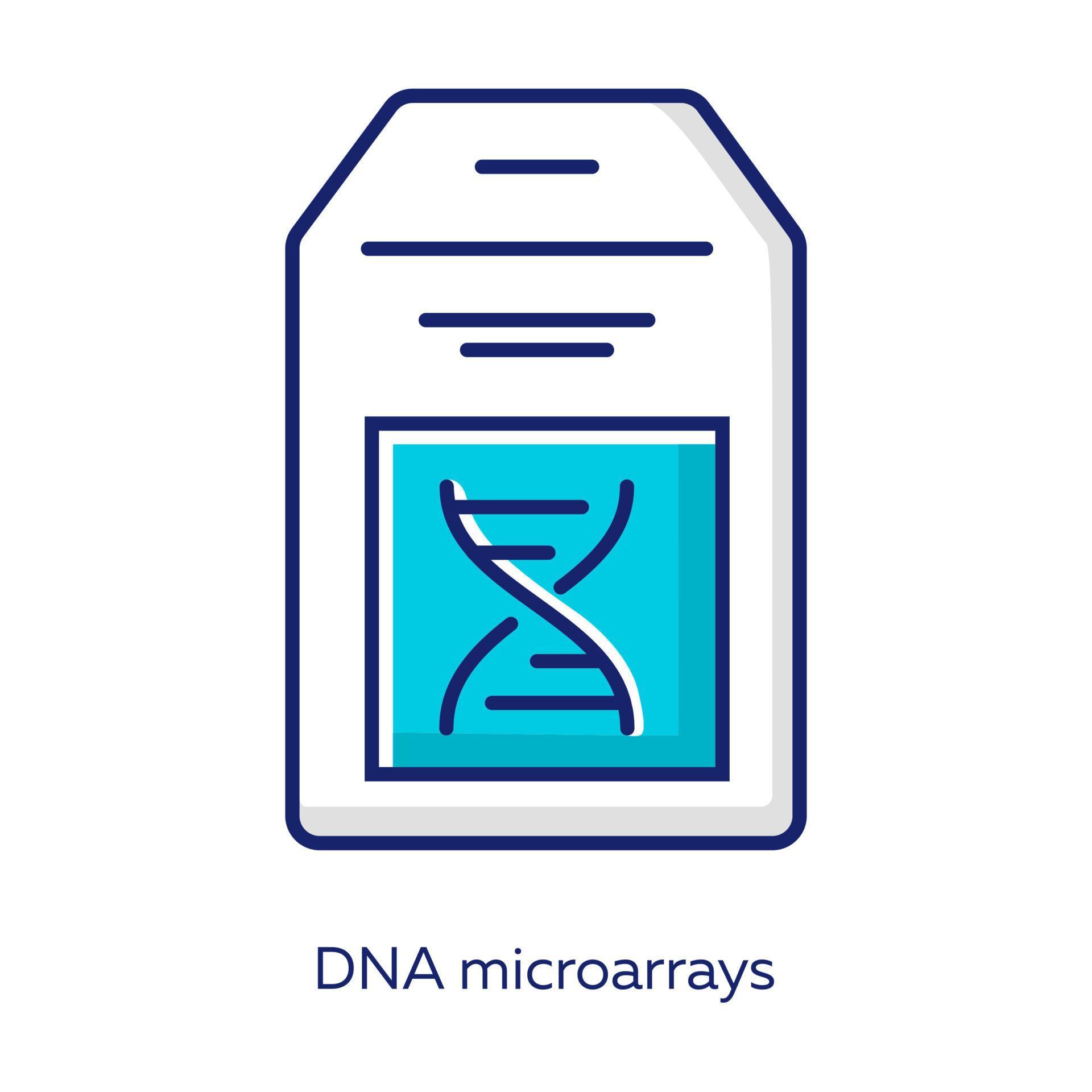 DNA microarray blue color icon. DNA chip. Microscopic chromosome spots ...