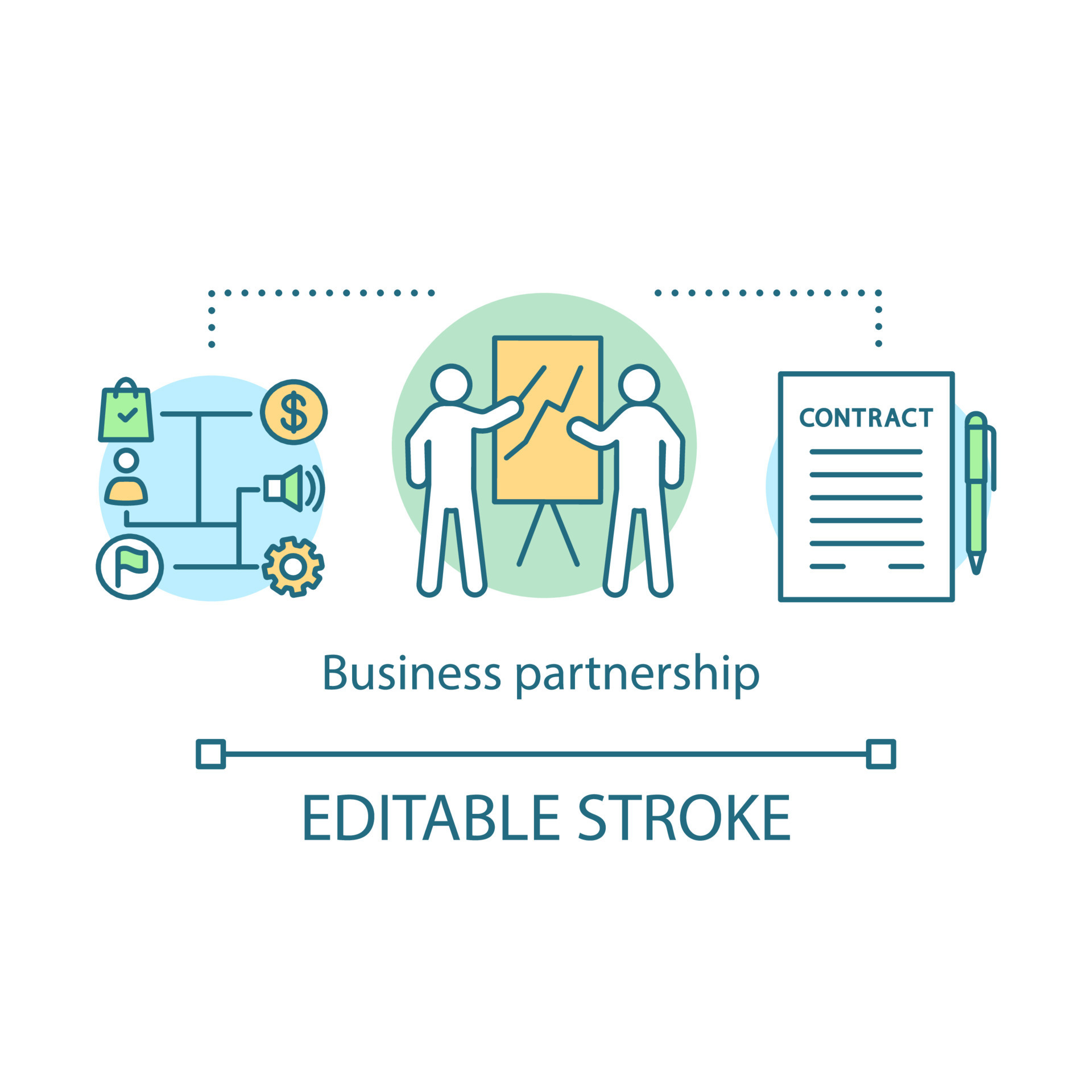 Business partnership concept icon. Cooperation idea thin line