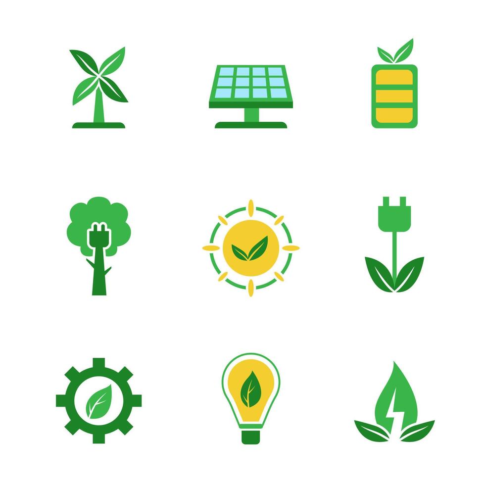 Green Technology Icon Set Template vector