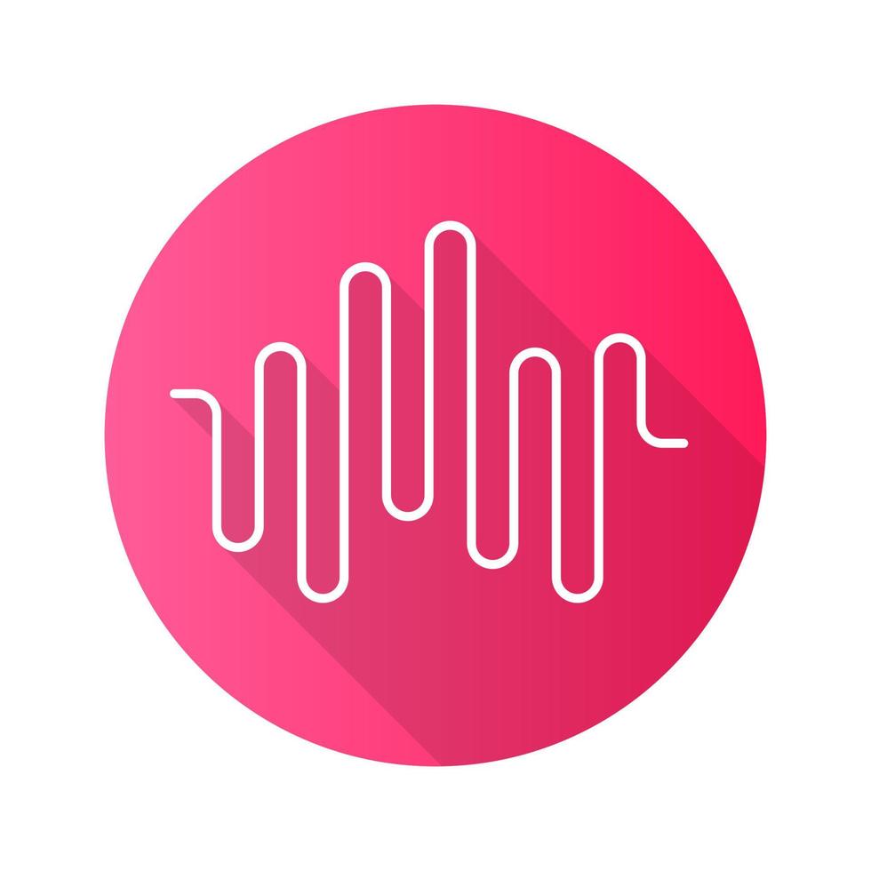 Music rhythm wave pink flat design long shadow glyph icon. Disco party, dj soundtrack playing. Sound wave. Audio volume, equalizer level. Digital soundwave. Vector silhouette illustration