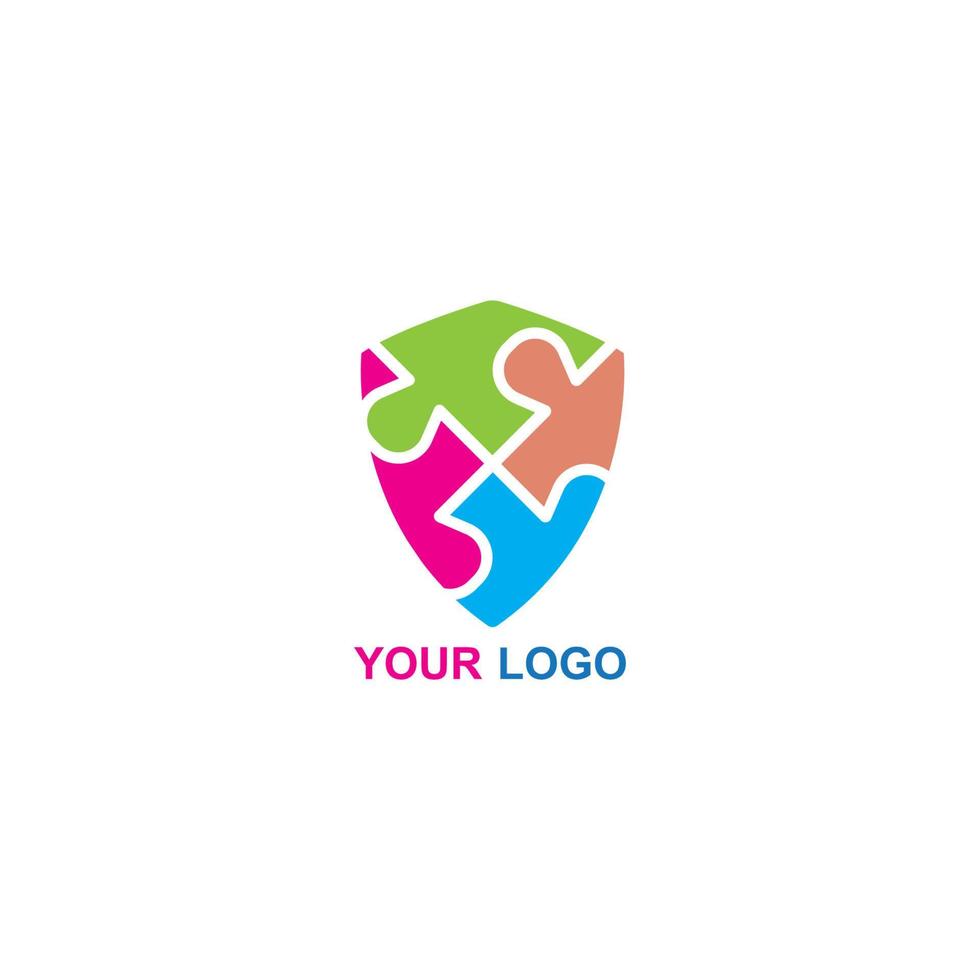 Puzzle logo vector illustration design template