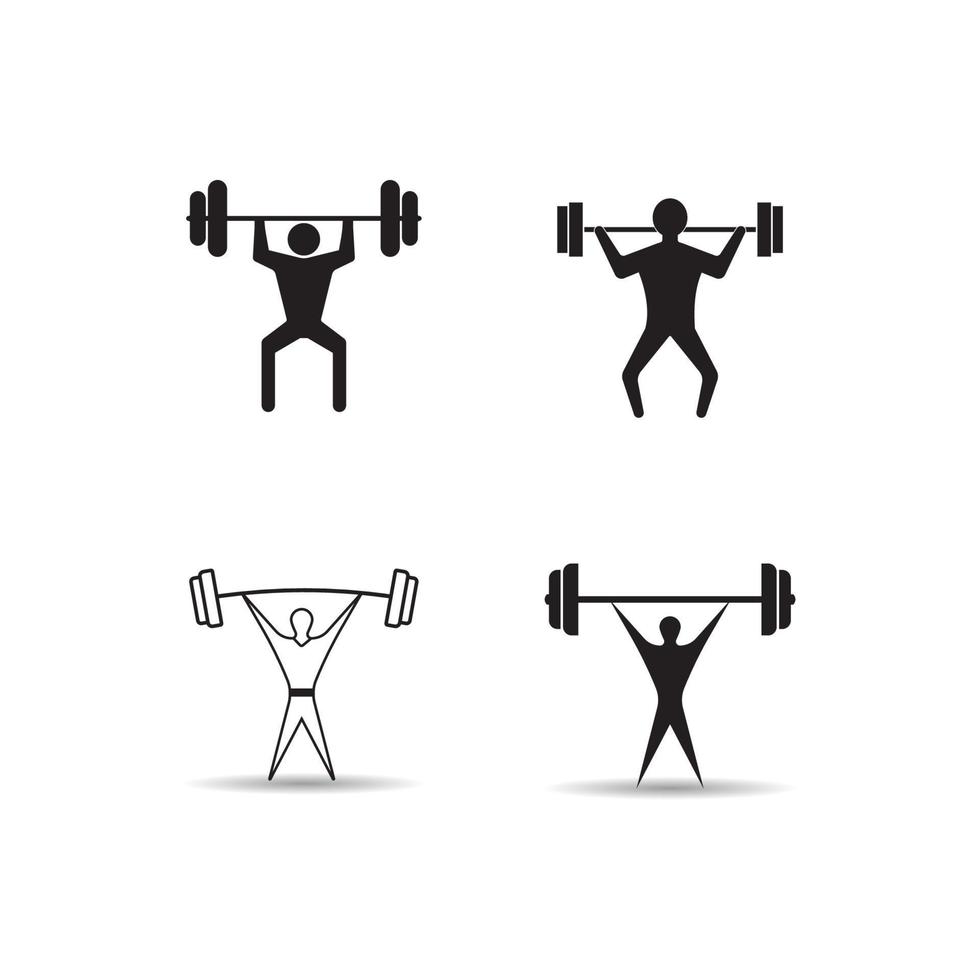 Plantilla de diseño de ilustración de vector de icono de levantamiento de pesas