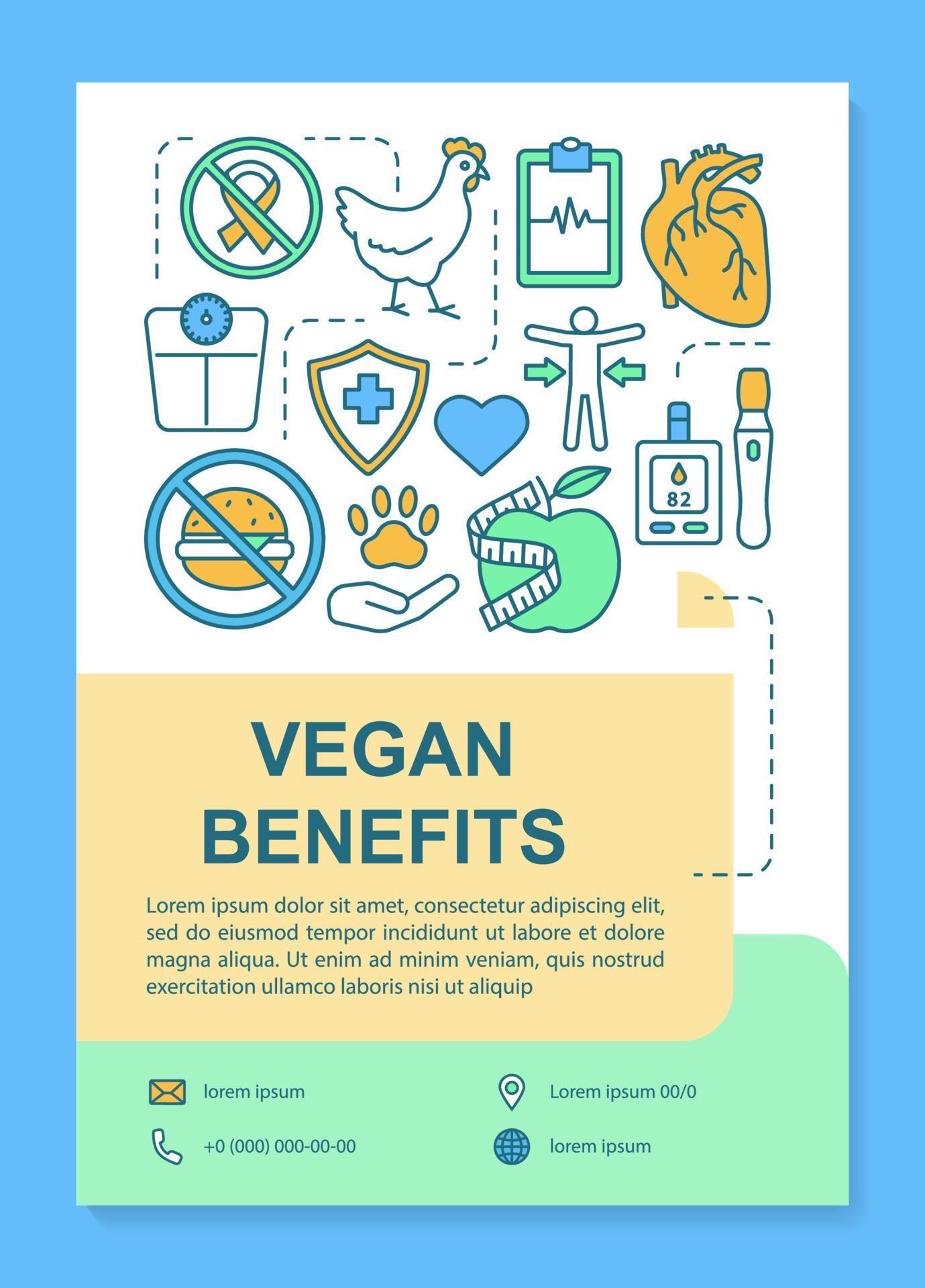 Vegetarianism advantages brochure template layout Vegan benefits flyer