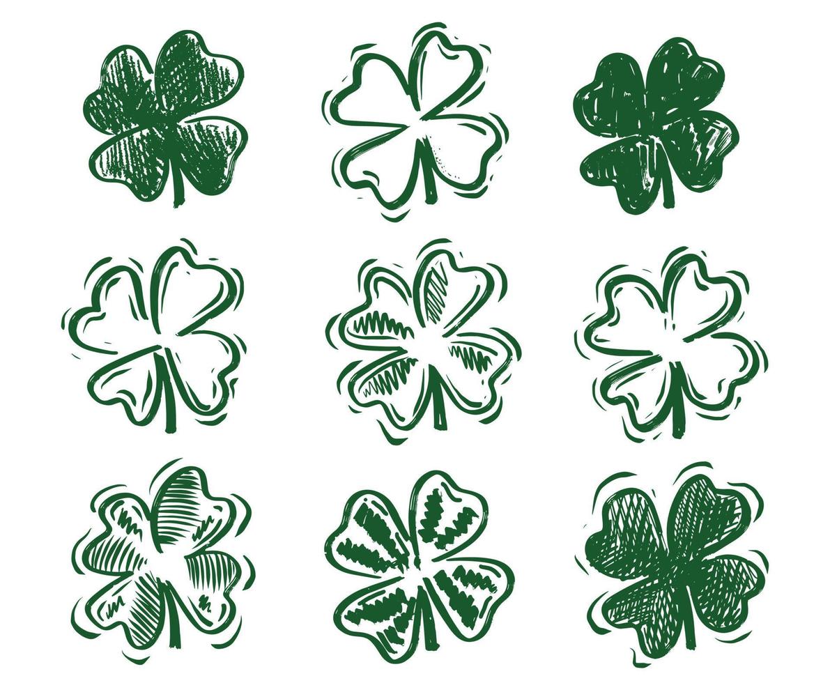 Saint Patricks Day, festive background with flying clover. vector