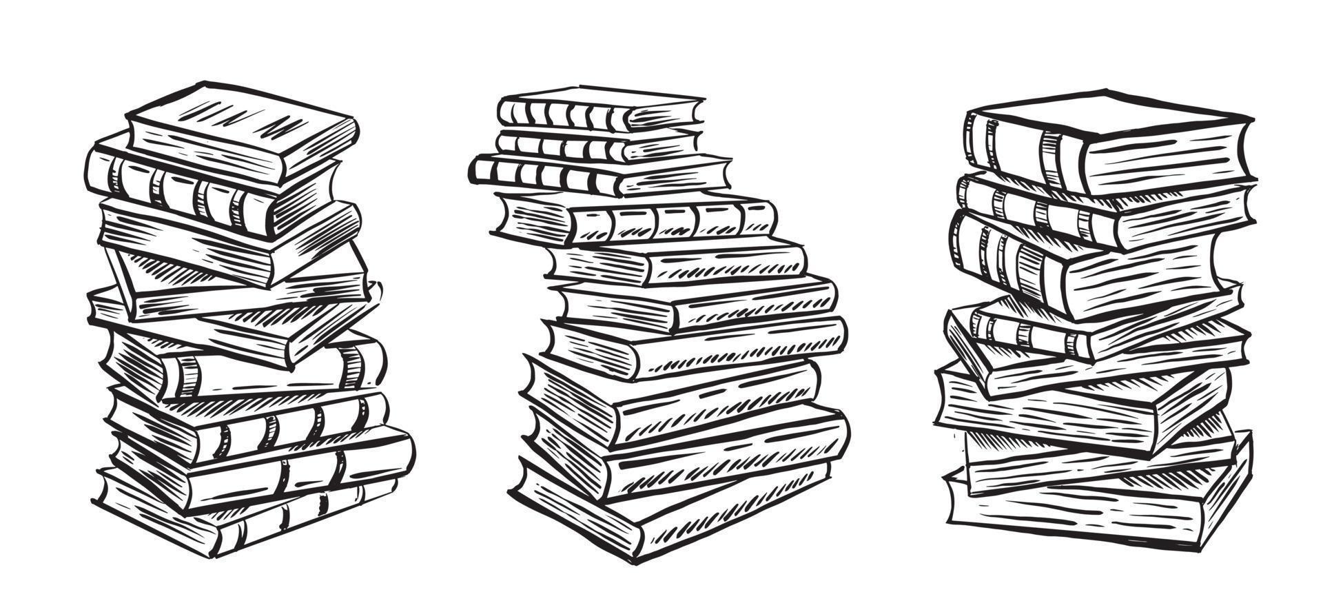 Books. Hand drawn illustration in sketch style. vector