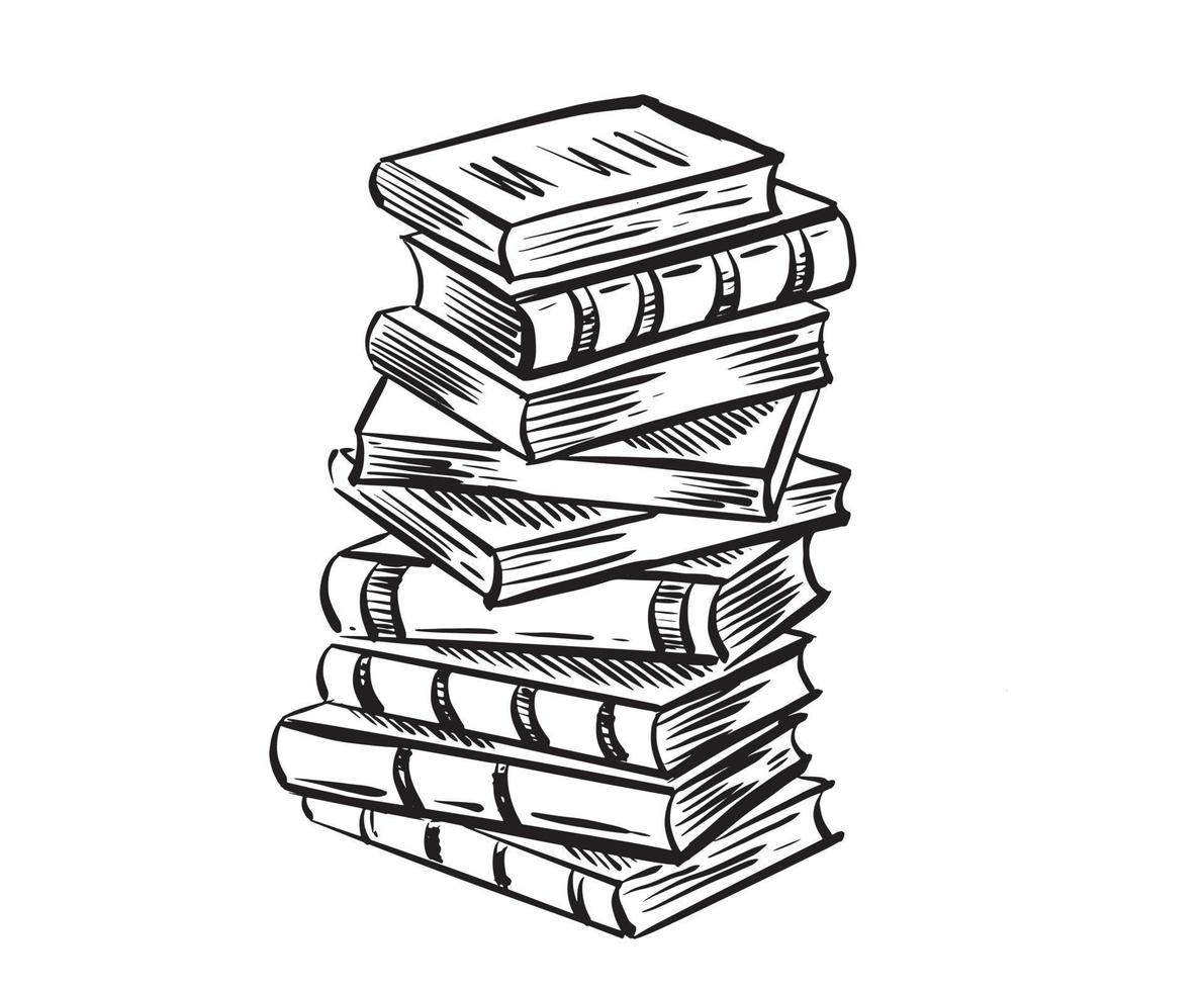 Books. Hand drawn illustration in sketch style. vector