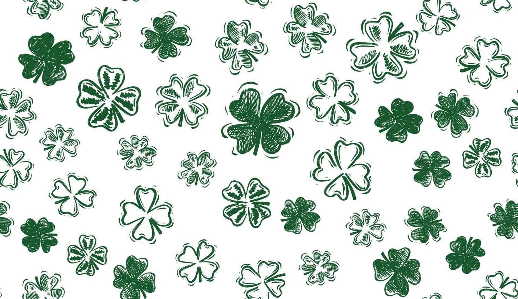 Saint Patricks Day, festive background with flying clover. vector