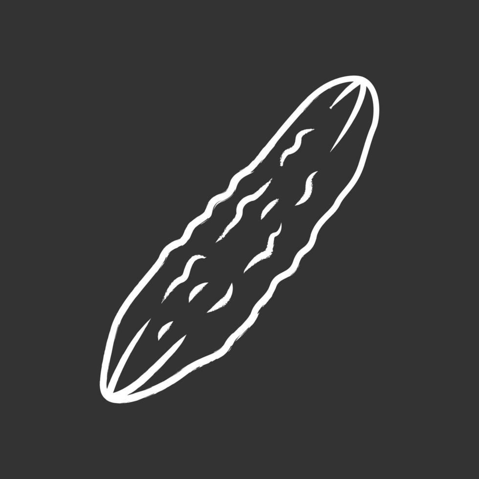 Cucumber chalk icon. Agriculture plant. Salad ingredient. Vegetable farm. Vegetarian diet. Healthy nutrition. Vitamin. Vegan food. Isolated vector chalkboard illustration