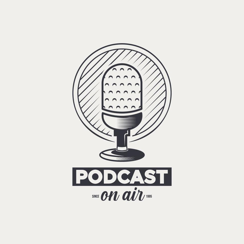 Podcast or Radio Logo design using Microphone vector