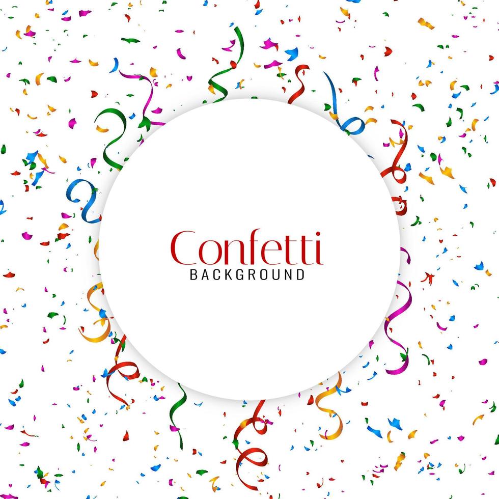 Abstract colorful confetti background with circular frame vector